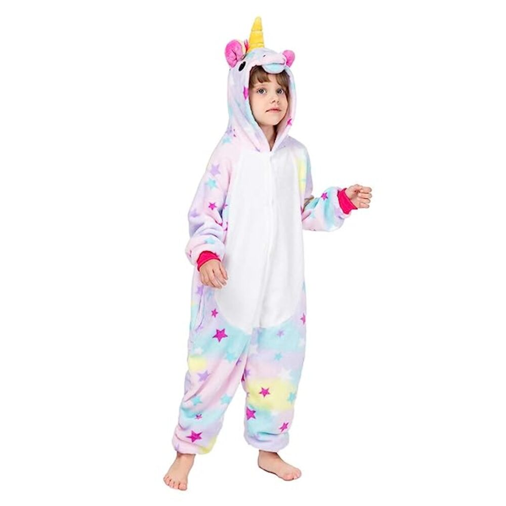 Toy Farm Unisex Animal Pyjamas - Rainbow Star Unicorn Kids Onesie (Cosplay / Nightwear / Halloween / Carnival / Novelty Costume)