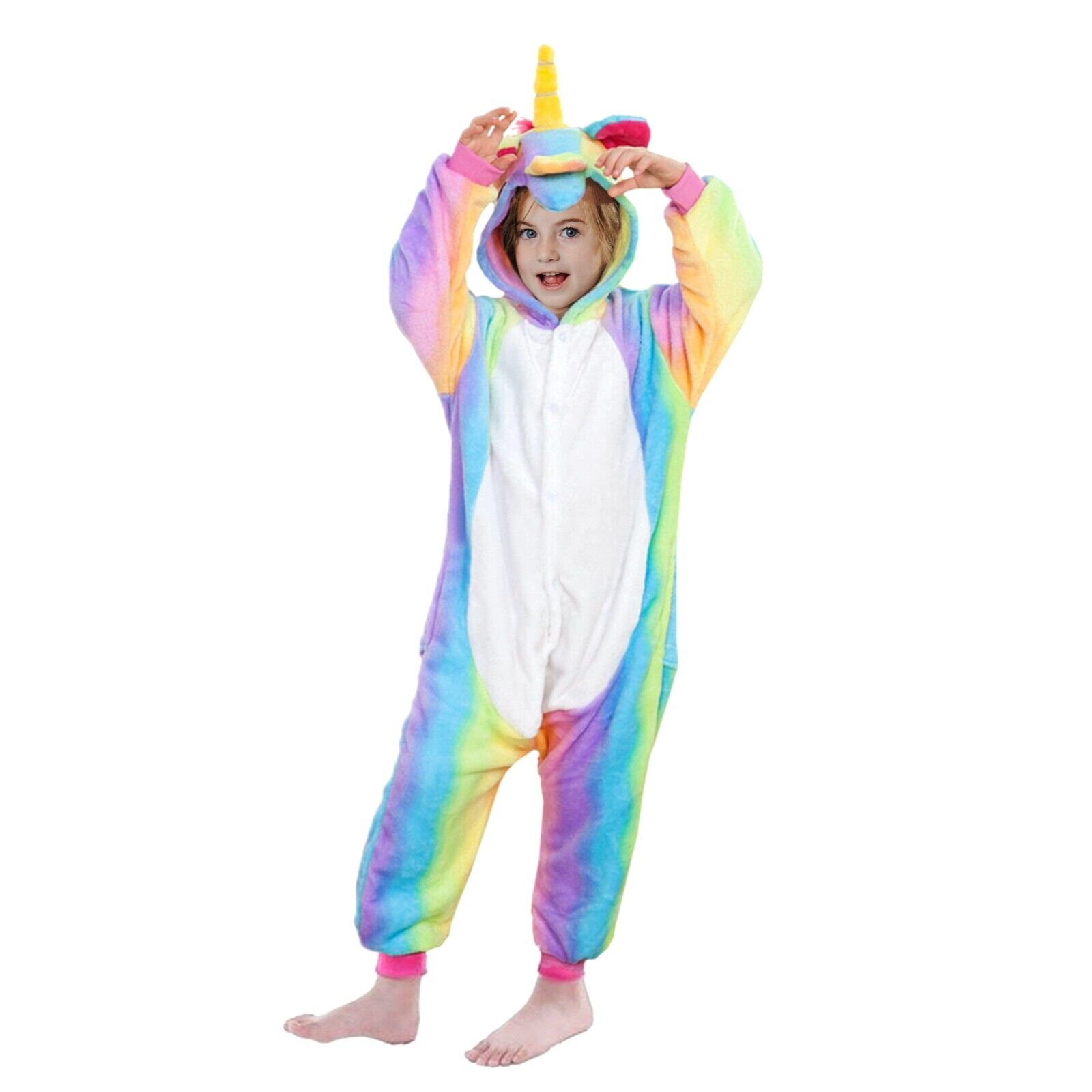 Toy Farm Unisex Animal Pyjamas - Colourful Rainbow Unicorn Kids Onesie (Cosplay / Nightwear / Halloween / Carnival / Novelty Costume)