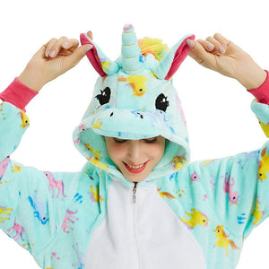 Onesie World Unisex Animal Pyjamas - Mint Unicorn (With Unicorns Pattern Print) Adult Onesies