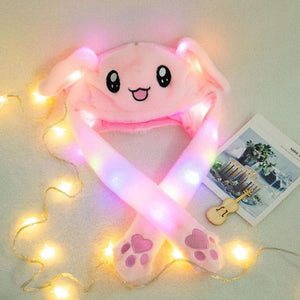 Bunny Pop/ Cute Movable / Jumping Dancing - Ear Pink Hat With Led Light Animal Hats