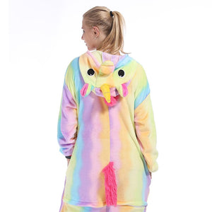 Onesie World Unisex Animal Pyjamas - Rainbow-Stripes Unicorn Adult (Cosplay / Nightwear Halloween