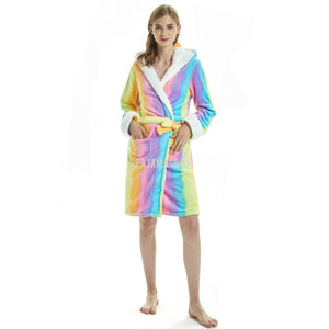 Onesie World Unisex Animal Pyjamas - Colourful Rainbow Striped Unicorn Adult Bathrobe (Cosplay /