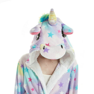 Onesie World Unisex Animal Pyjamas - Rainbow Star Unicorn Adult Bathrobe (Cosplay / Nightwear