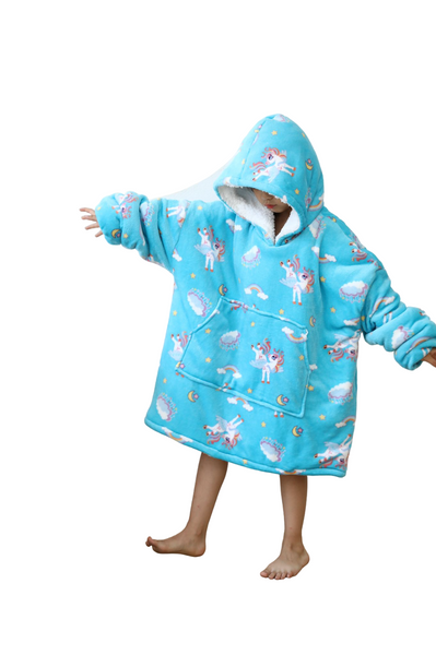 My Snuggy - Small Blue Unicorn Hoodie Blanket