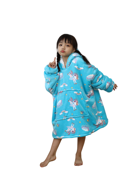 My Snuggy - Small Blue Unicorn Hoodie Blanket