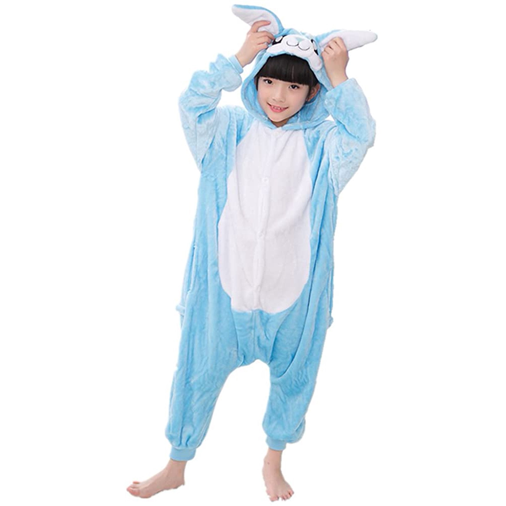 Toy Farm Unisex Animal Pyjamas - Blue Bunny Kids Onesie (Cosplay / Nightwear / Halloween / Carnival / Novelty Costume)