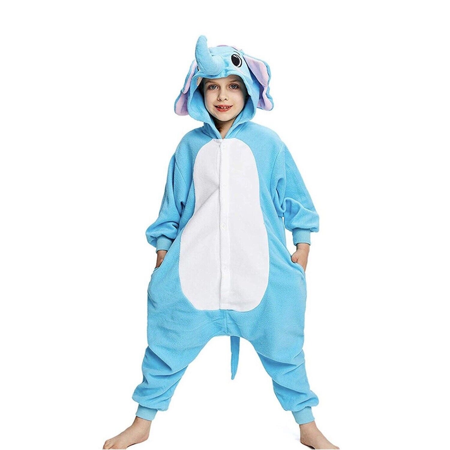 Toy Farm Unisex Animal Pyjamas - Blue Elephant Kids Onesie (Cosplay / Nightwear / Halloween / Carnival / Novelty Costume)