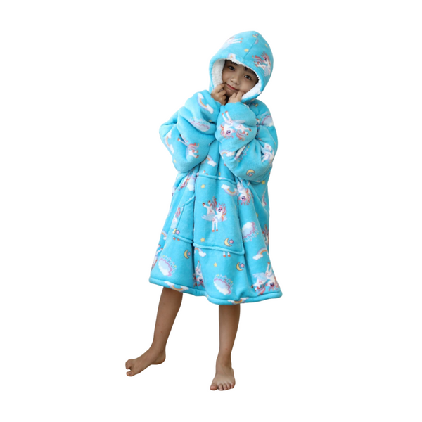 My Snuggy - Small Blue Unicorn Hoodie Blanket