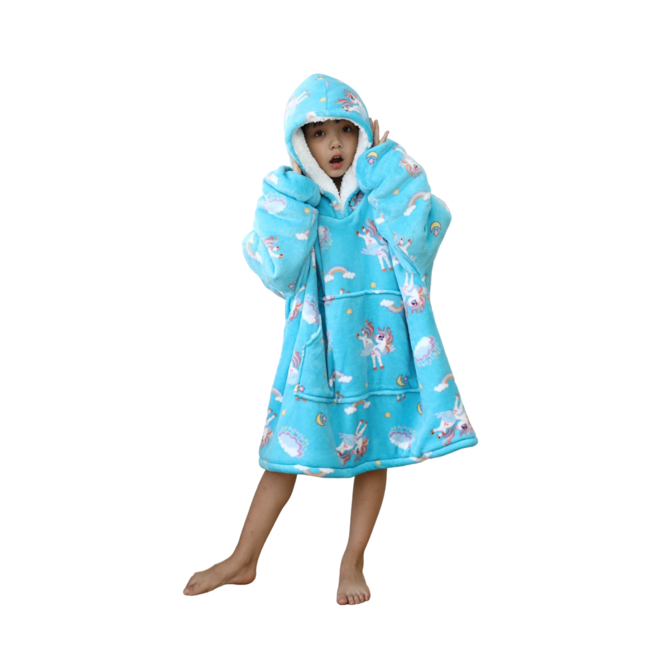 My Snuggy - Small Blue Unicorn Hoodie Blanket