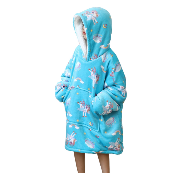My Snuggy - Small Blue Unicorn Hoodie Blanket