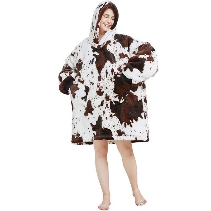 My Snuggy - Small Seamless Cow Pattern Hoodie Blanket