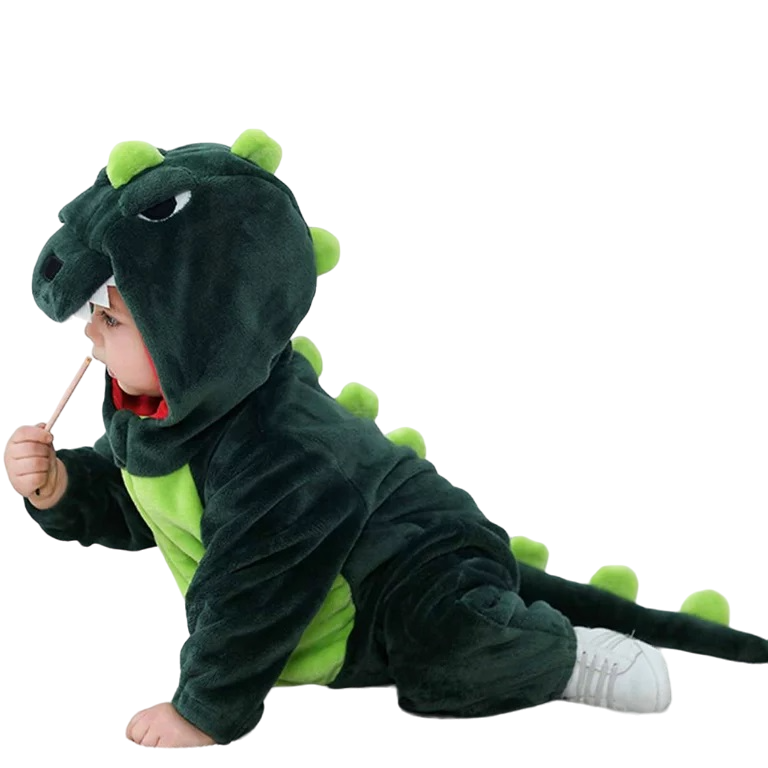 Toy Farm Unisex Animal Pyjamas - Green Dinosaur Baby Onesie (Cosplay / Nightwear / Halloween / Carnival / Novelty Costume)