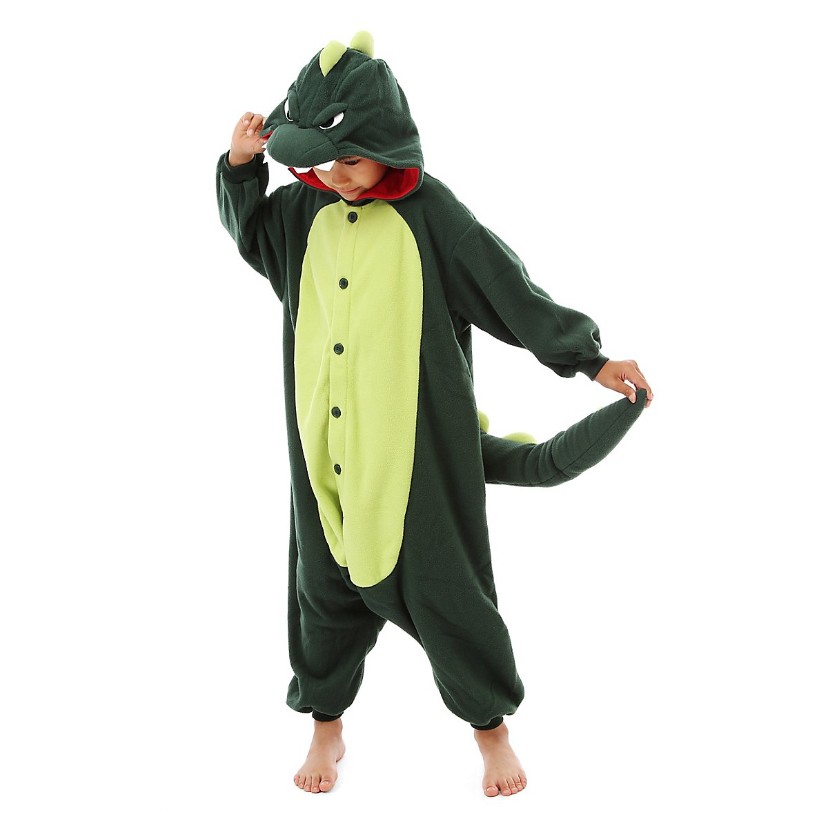 Toy Farm Unisex Animal Pyjamas - Green Dinosaur Kids Onesie (Cosplay / Nightwear / Halloween / Carnival / Novelty Costume)