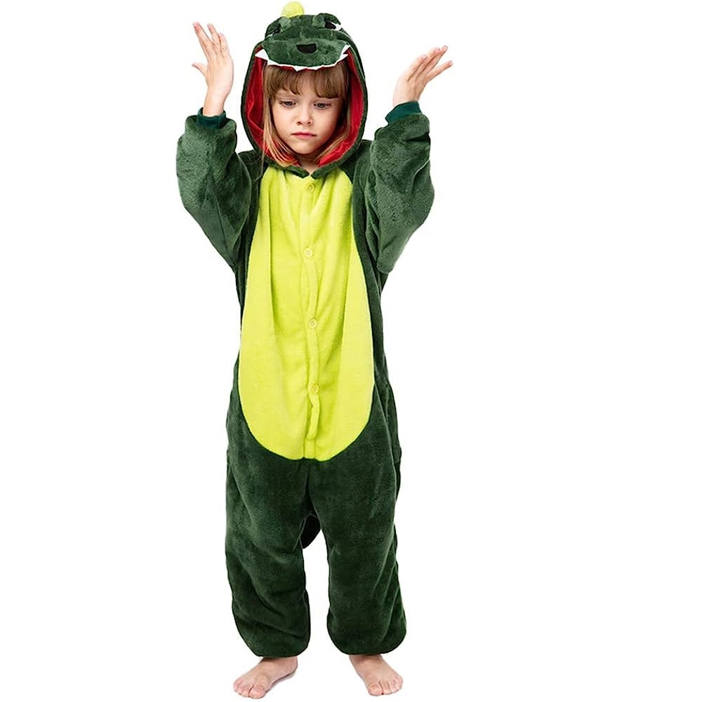 Toy Farm Unisex Animal Pyjamas - Green Dinosaur Kids Onesie (Cosplay / Nightwear / Halloween / Carnival / Novelty Costume)
