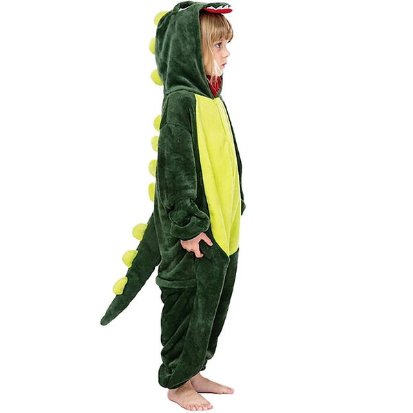 Toy Farm Unisex Animal Pyjamas - Green Dinosaur Kids Onesie (Cosplay / Nightwear / Halloween / Carnival / Novelty Costume)