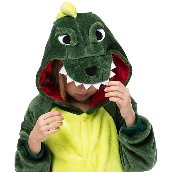 Toy Farm Unisex Animal Pyjamas - Green Dinosaur Kids Onesie (Cosplay / Nightwear / Halloween / Carnival / Novelty Costume)