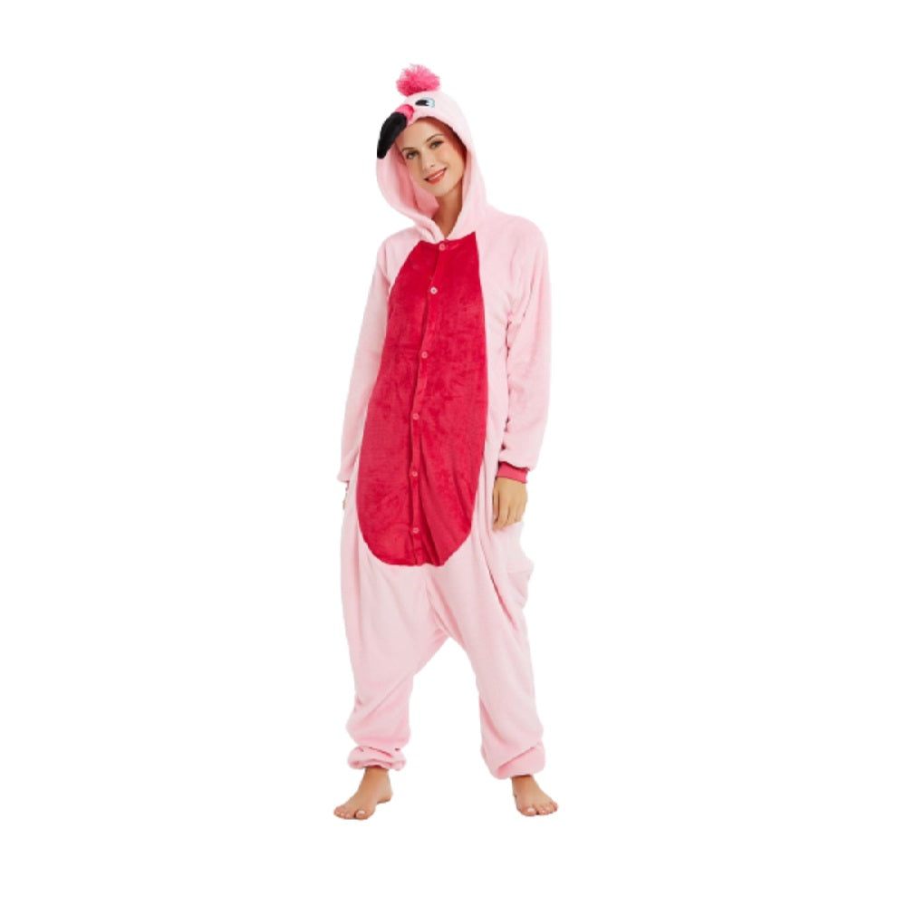 Toy Farm Unisex Animal Pyjamas - Pink Flamingo Adult Onesie (Cosplay / Nightwear / Halloween / Carnival / Novelty Costume)