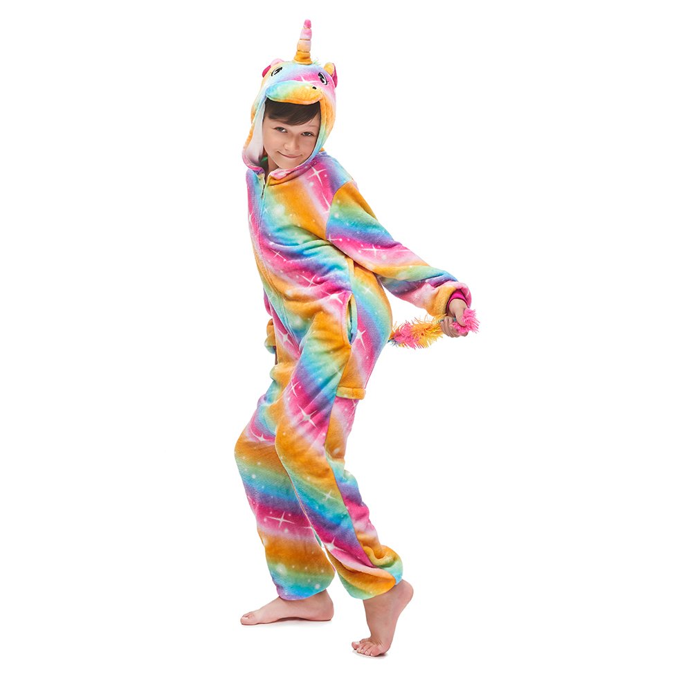 Toy Farm Unisex Animal Pyjamas - Golden Rainbow Unicorn Kids Onesie (Cosplay / Nightwear / Halloween / Carnival / Novelty Costume)