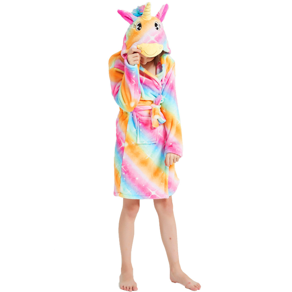 Toy Farm - Golden Rainbow Unicorn Kids Bathrobe