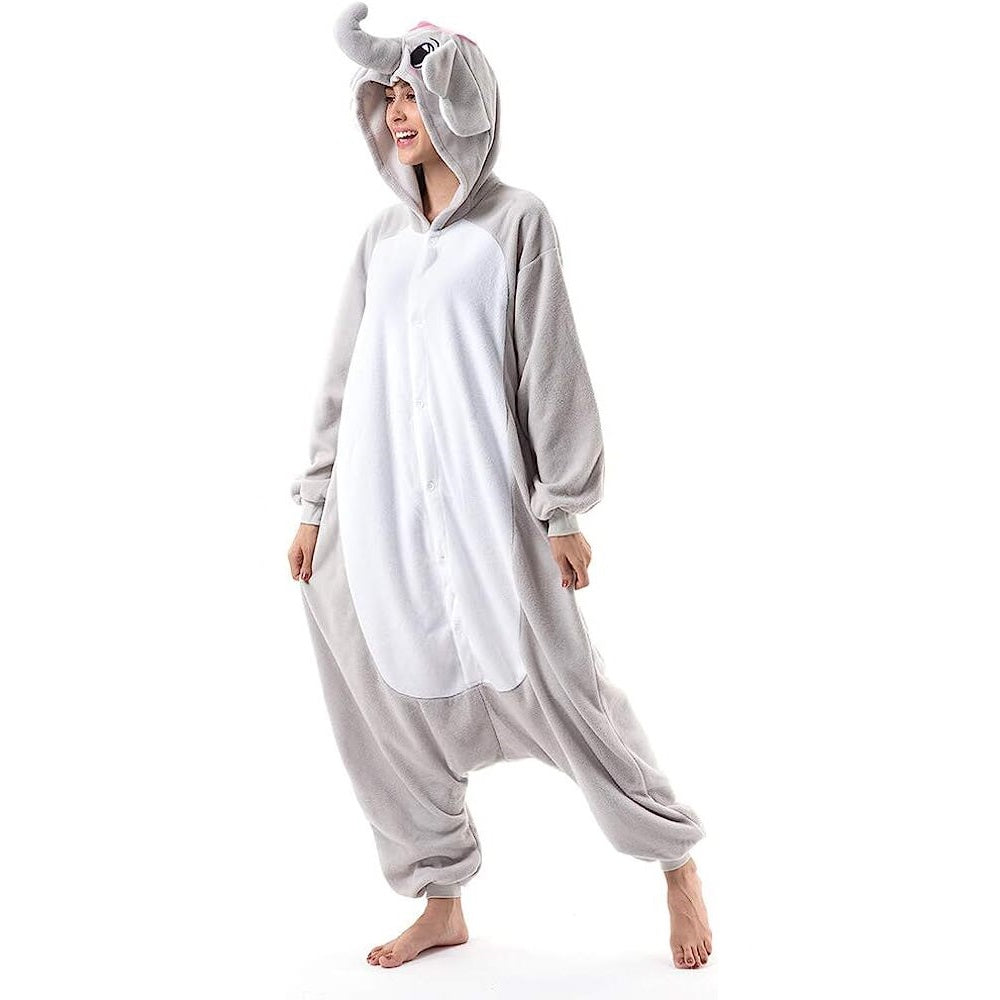 Toy Farm Unisex Animal Pyjamas - Grey Elephant Adult Onesie (Cosplay / Nightwear / Halloween / Carnival / Novelty Costume)