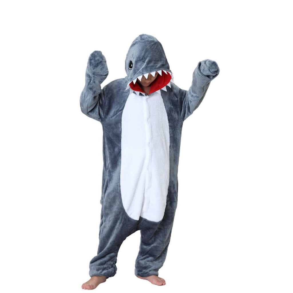 Toy Farm Unisex Animal Pyjamas - Grey Shark Kids Onesie (Cosplay / Nightwear / Halloween / Carnival / Novelty Costume)