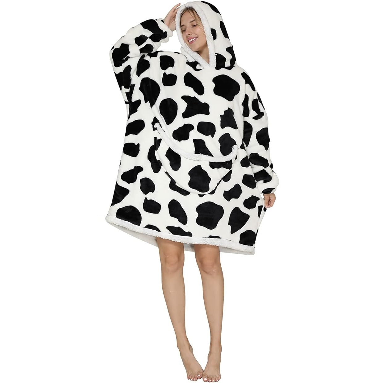 My Snuggy - Large Monochrome Cow Print Hoodie Blanket