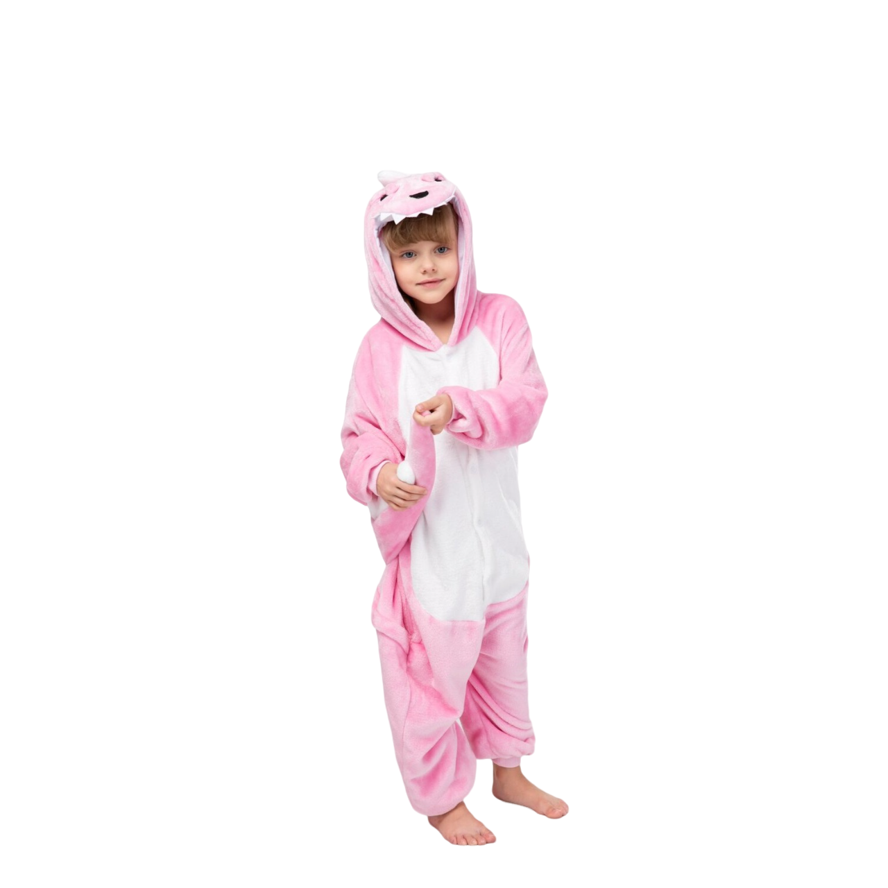 Toy Farm Unisex Animal Pyjamas - Pink Dinosaur Kids Onesie (Cosplay / Nightwear / Halloween / Carnival / Novelty Costume)