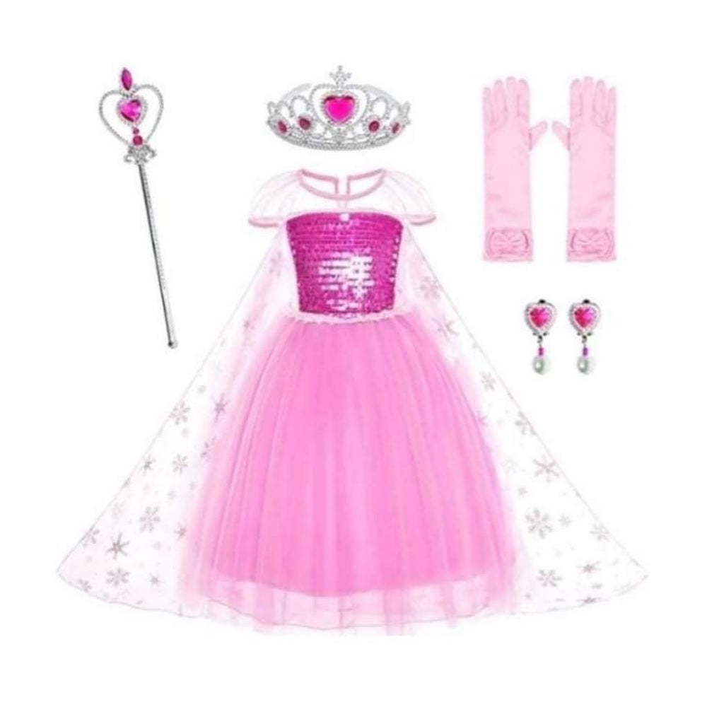 Pink Princess Costume Dress Set (Including 5 Pieces)