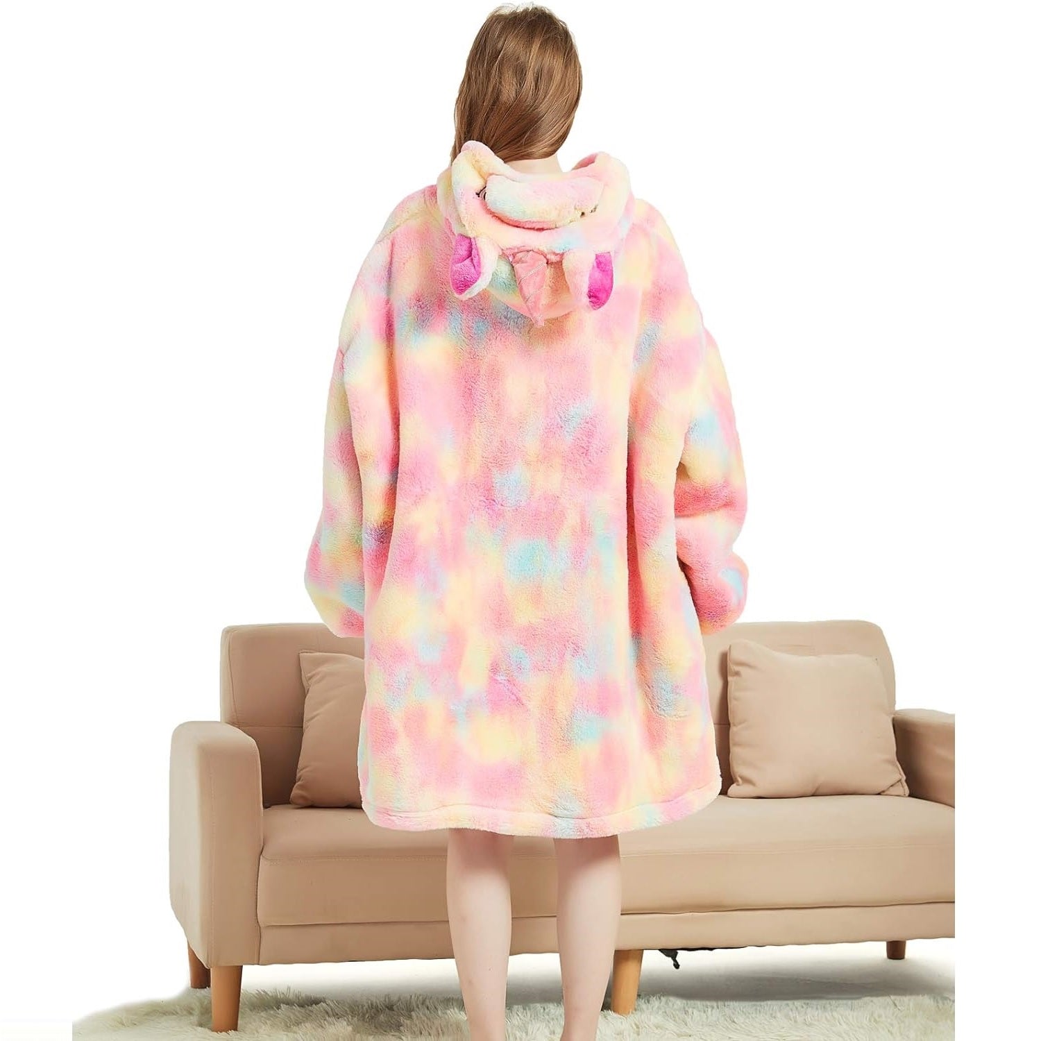My Snuggy - Large Pink Rainbow Unicorn Hoodie Blanket