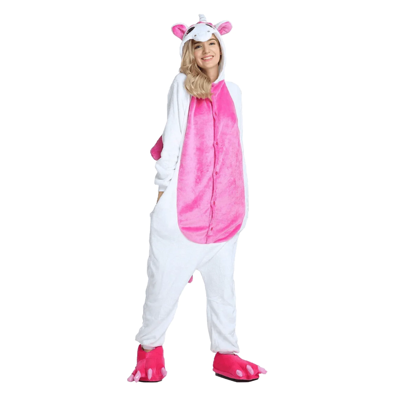 Toy Farm Unisex Animal Pyjamas - Pink Winged Unicorn Adult Onesie (Cosplay / Nightwear / Halloween / Carnival / Novelty Costume)