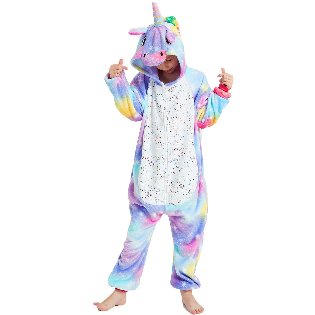 Toy Farm Unisex Animal Pyjamas - Purple-Yellow Unicorn with Sparkling Stars Kids Onesie