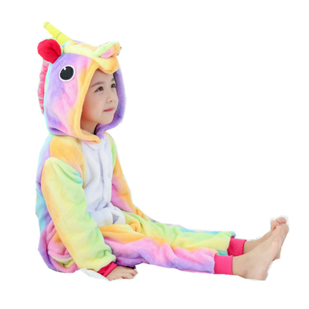 Toy Farm Unisex Animal Pyjamas - Rainbow Stripes Unicorn Baby Onesie (Cosplay / Nightwear / Halloween / Carnival / Novelty Costume)