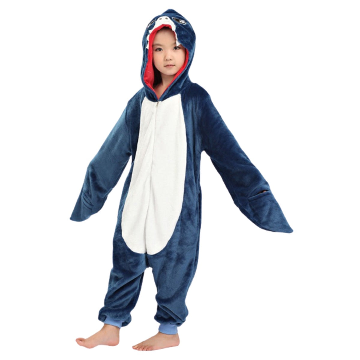 Toy Farm Unisex Animal Pyjamas - Navy Blue Shark Kids Onesie (Cosplay / Nightwear / Halloween / Carnival / Novelty Costume)