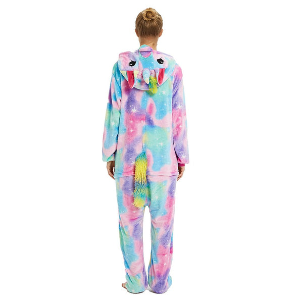 Toy Farm Unisex Animal Pyjamas - Rainbow Unicorn with Sparkling Stars Adult Onesie (Cosplay / Nightwear / Halloween / Carnival / Novelty Costume)