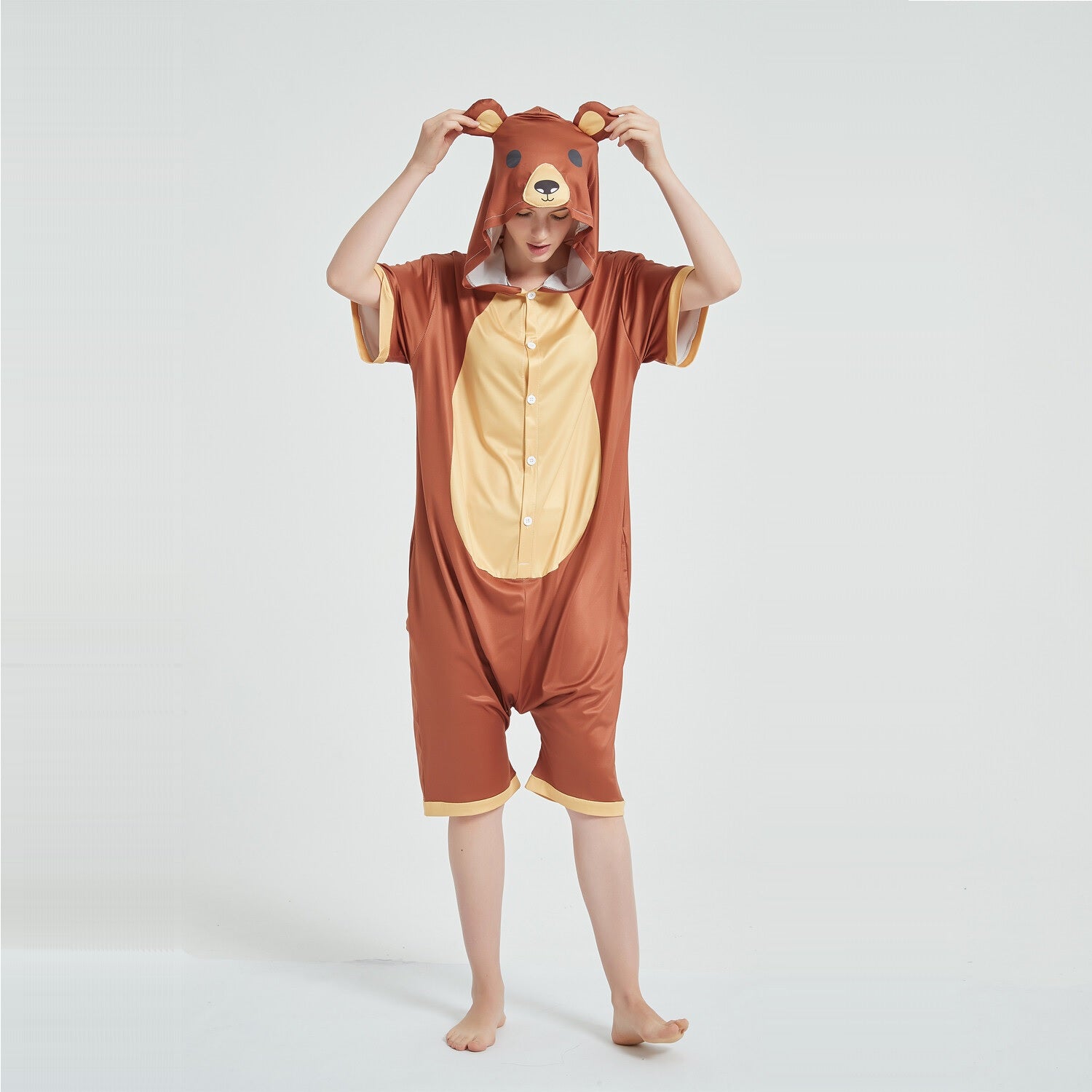 Toy Farm Unisex Animal Summer Pyjamas - Bear Adult Summer Onesie (Book-week / Nightwear / Halloween / Pyjama Days)