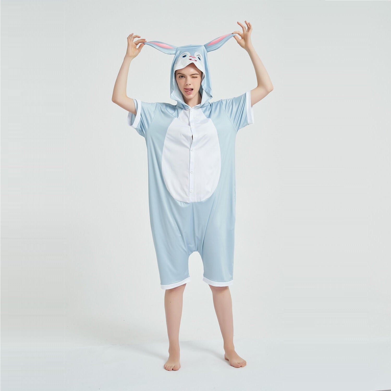 Toy Farm Unisex Animal Summer Pyjamas - Bunny Adult Summer Onesie (Book-week / Nightwear / Halloween / Pyjama Days)