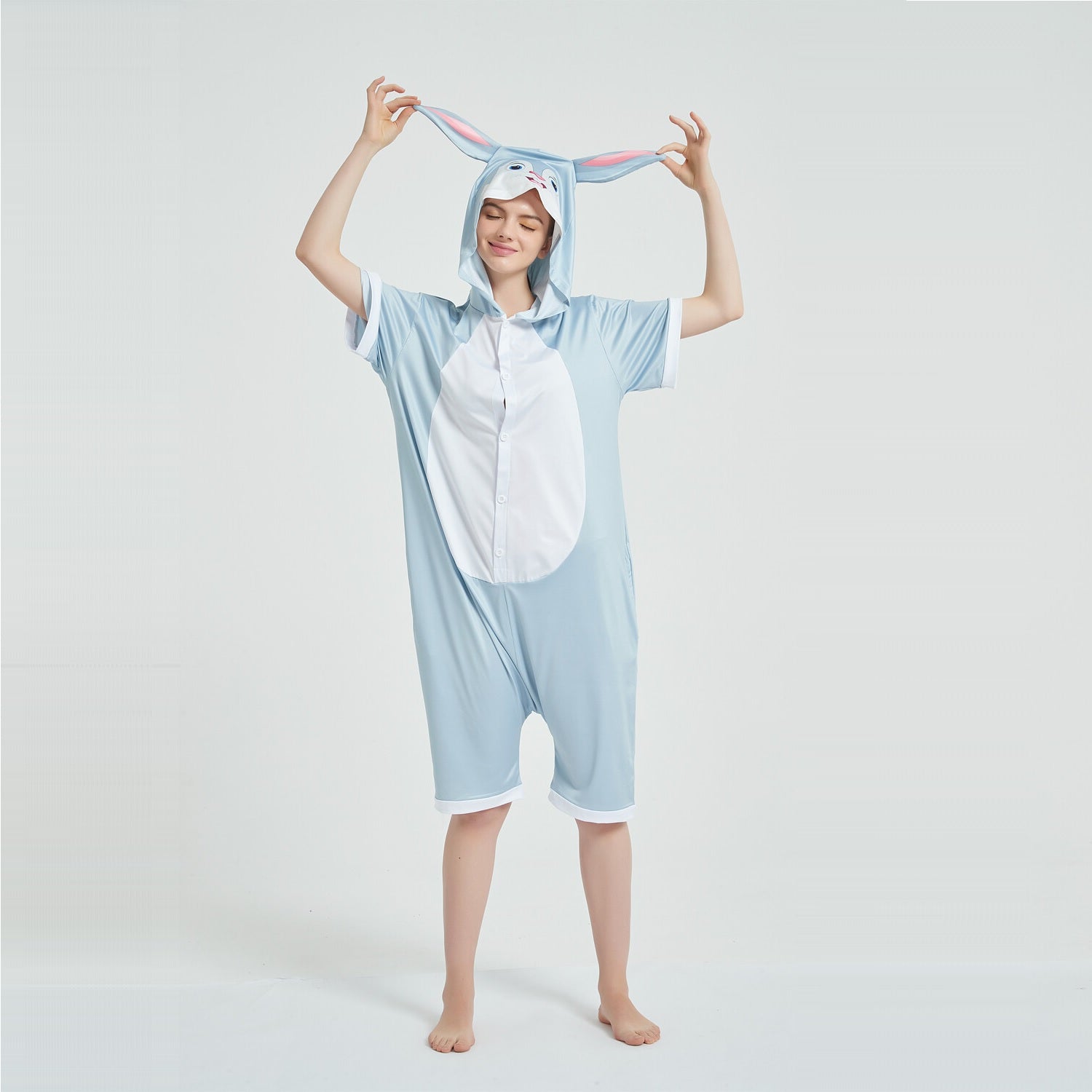 Toy Farm Unisex Animal Summer Pyjamas - Bunny Adult Summer Onesie (Book-week / Nightwear / Halloween / Pyjama Days)
