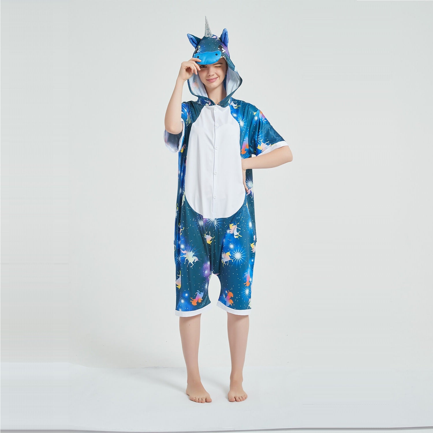 Toy Farm Unisex Animal Summer Pyjamas - Dark Galaxy Unicorn Adult Summer Onesie (Book-week / Nightwear / Halloween / Pyjama Days)