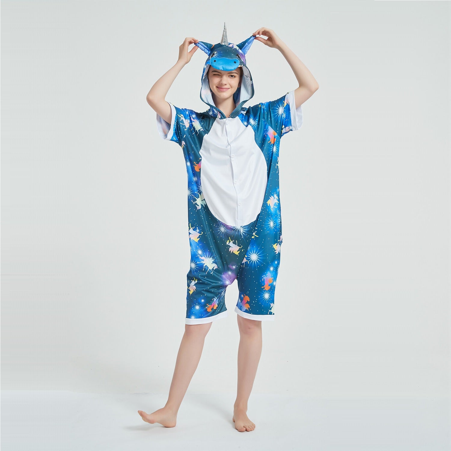 Toy Farm Unisex Animal Summer Pyjamas - Dark Galaxy Unicorn Adult Summer Onesie (Book-week / Nightwear / Halloween / Pyjama Days)