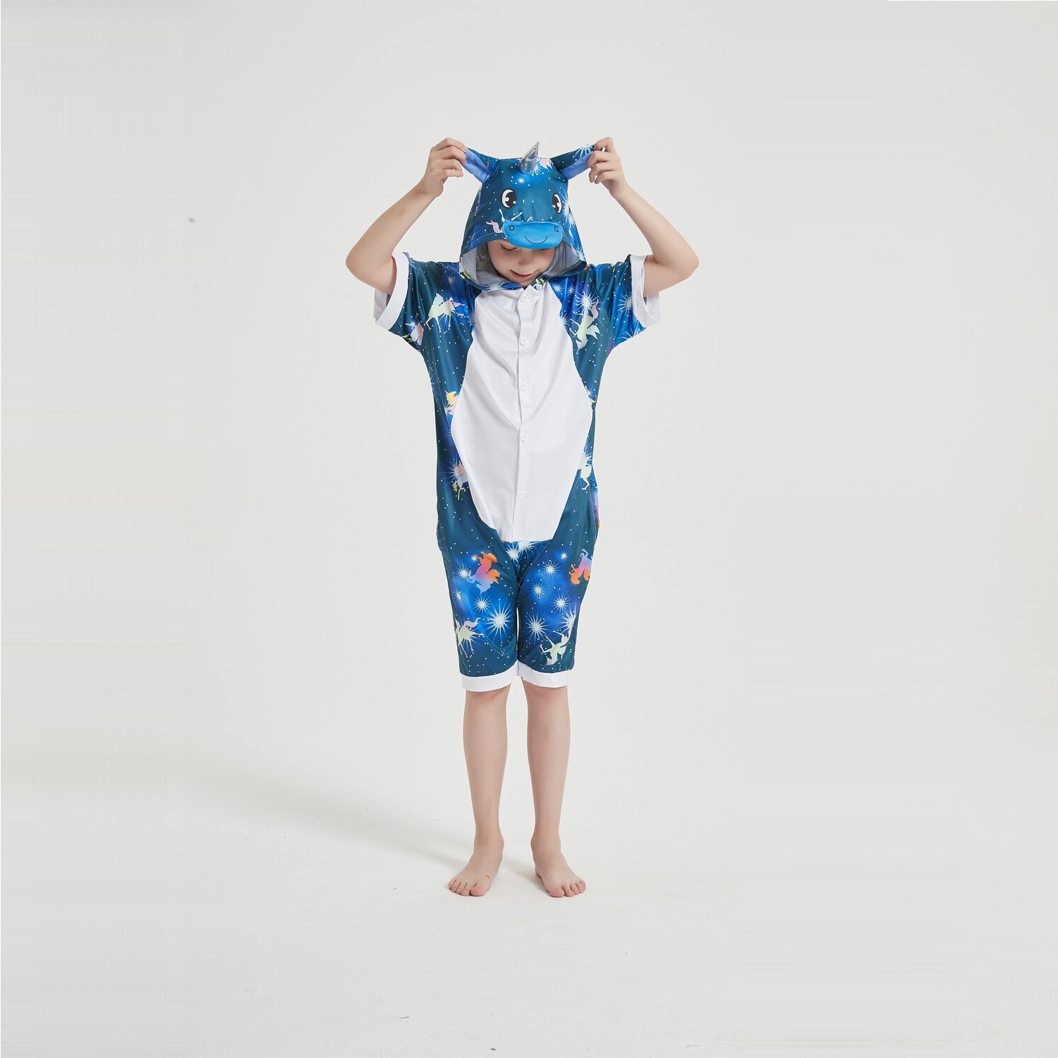 Toy Farm Unisex Animal Summer Pyjamas - Dark Galaxy Unicorn Kids Summer Onesie (Book-week / Nightwear / Halloween / Pyjama Days)