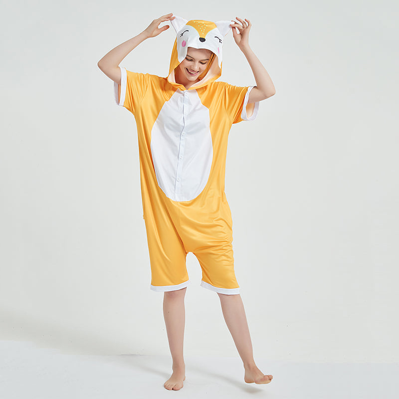 Toy Farm Unisex Animal Summer Pyjamas - Fox Adult Summer Onesie (Book-week / Nightwear / Halloween / Pyjama Days)