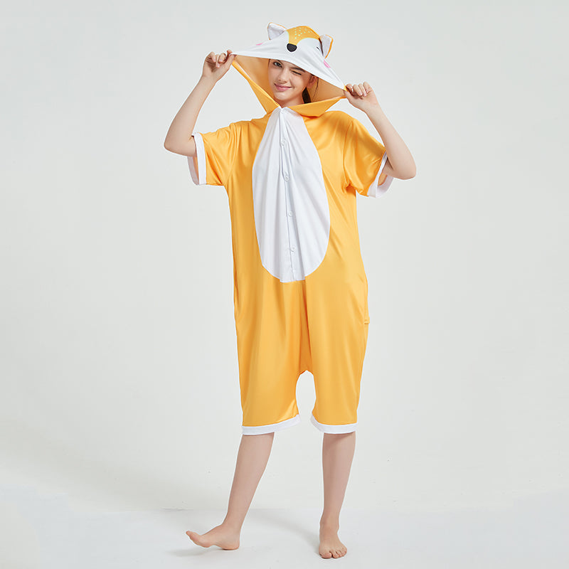 Toy Farm Unisex Animal Summer Pyjamas - Fox Adult Summer Onesie (Book-week / Nightwear / Halloween / Pyjama Days)