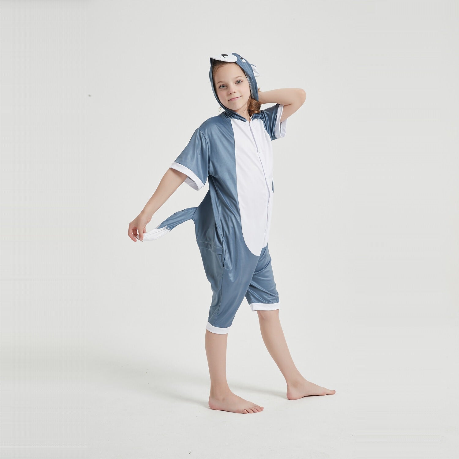 Toy Farm Unisex Animal Summer Pyjamas - Grey Husky Dog Kids Summer Onesie (Book-week / Nightwear / Halloween / Pyjama Days)
