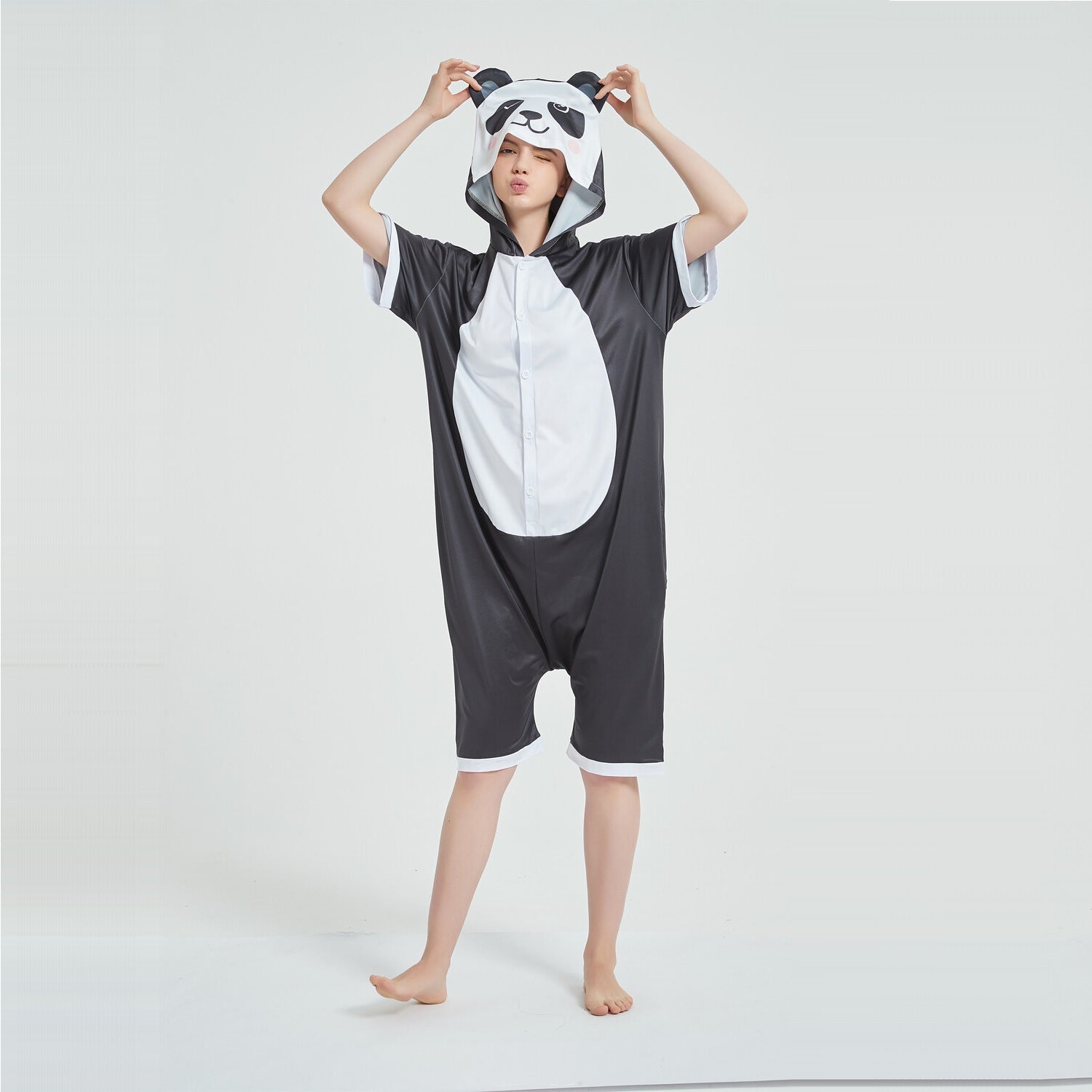 Toy Farm Unisex Animal Summer Pyjamas - Panda Adult Summer Onesie (Book-week / Nightwear / Halloween / Pyjama Days)