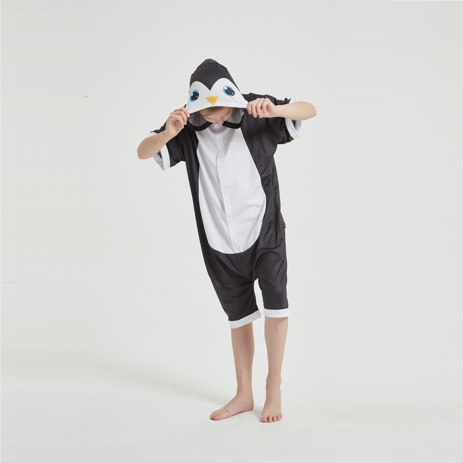 Toy Farm Unisex Animal Summer Pyjamas - Penguin Kids Summer Onesie (Book-week / Nightwear / Halloween / Pyjama Days)