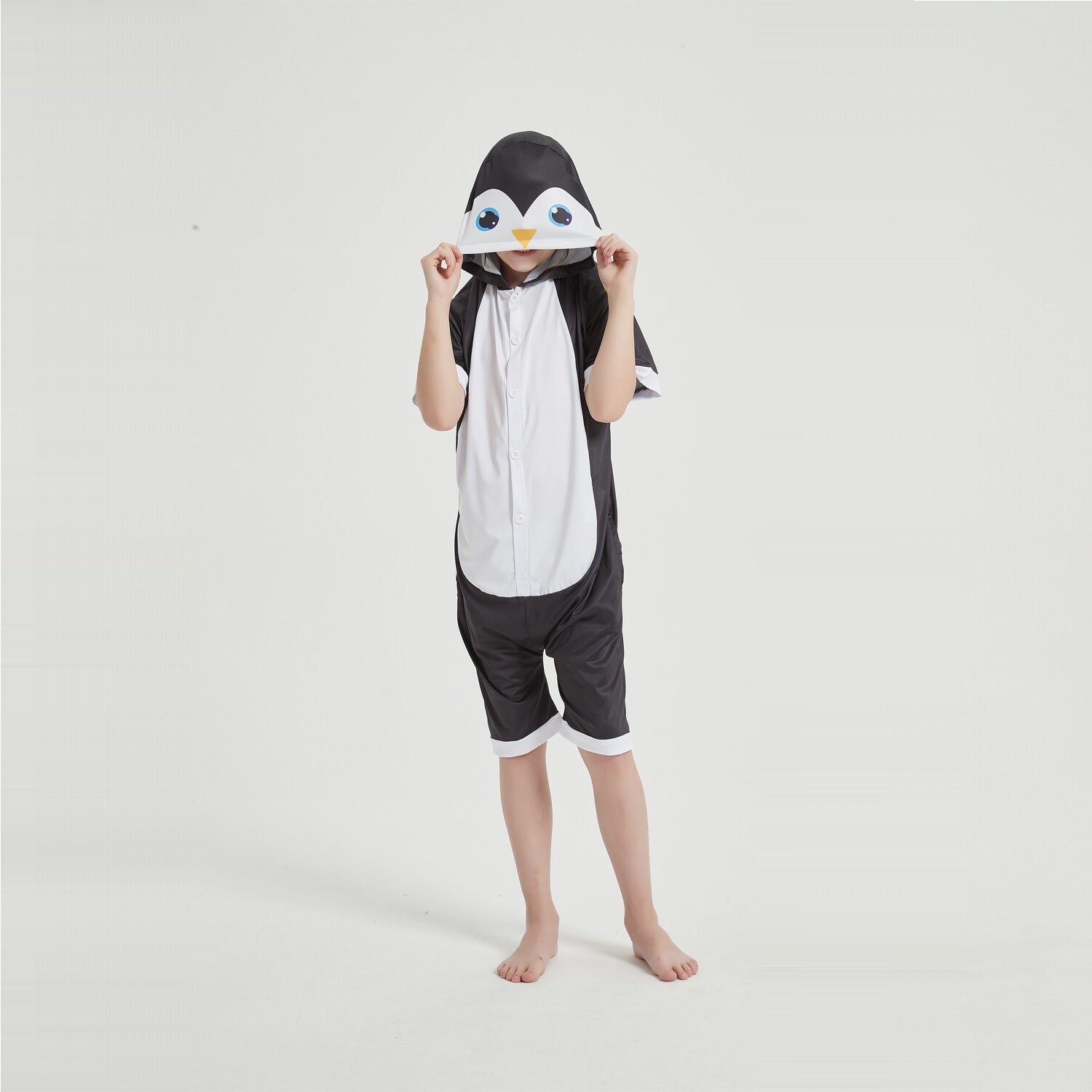 Toy Farm Unisex Animal Summer Pyjamas - Penguin Kids Summer Onesie (Book-week / Nightwear / Halloween / Pyjama Days)