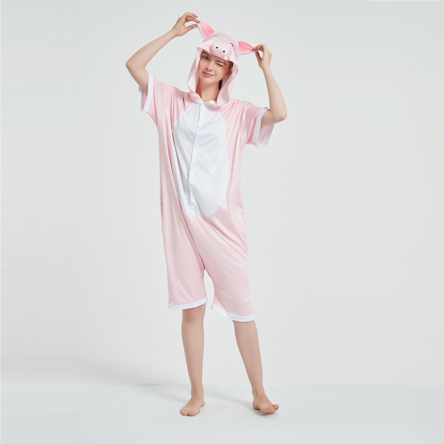 Toy Farm Unisex Animal Summer Pyjamas - Pig Adult Summer Onesie (Book-week / Nightwear / Halloween / Pyjama Days)