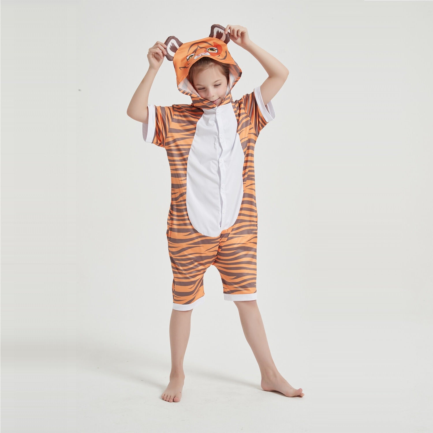 Toy Farm Unisex Animal Summer Pyjamas - Tiger Kids Summer Onesie (Book-week / Nightwear / Halloween / Pyjama Days)