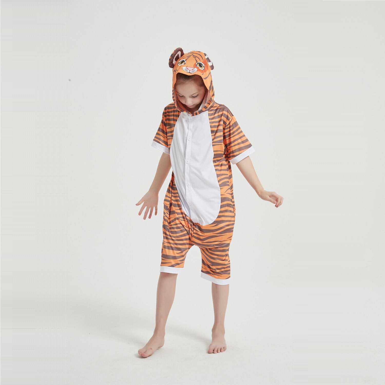 Toy Farm Unisex Animal Summer Pyjamas - Tiger Kids Summer Onesie (Book-week / Nightwear / Halloween / Pyjama Days)