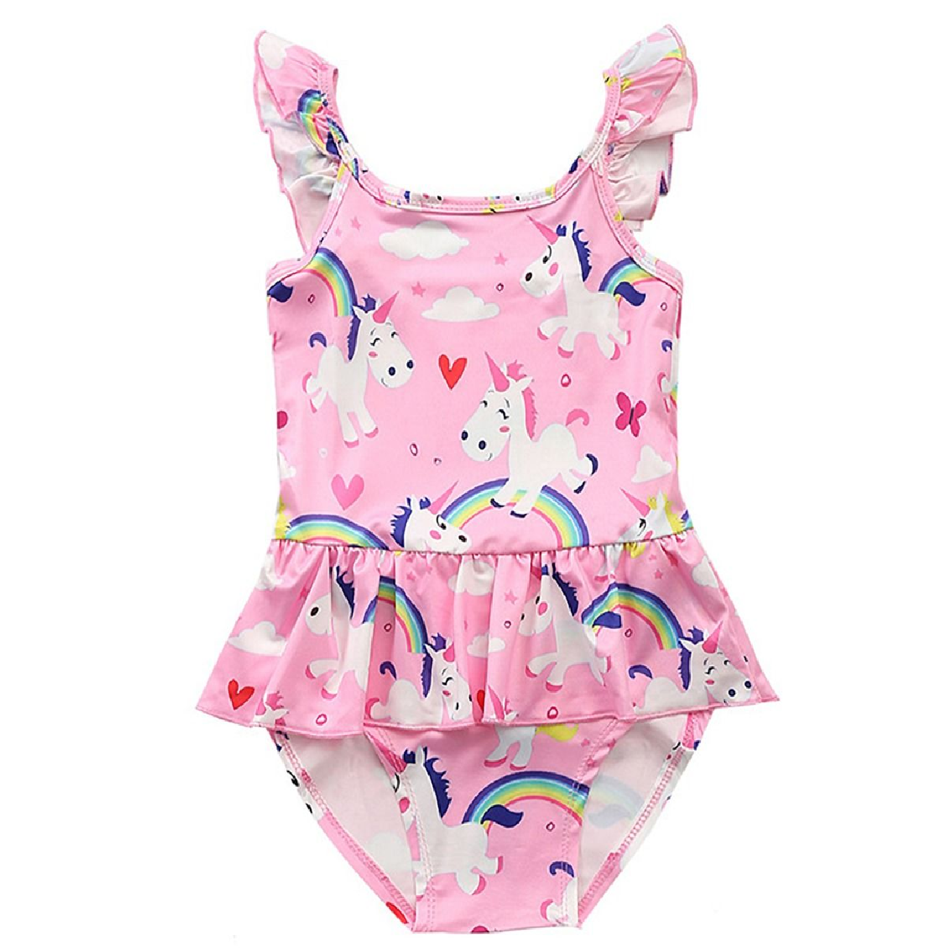 Pink Unicorn One-Piece Ruffle Swimsuit